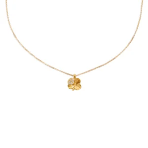 Flora Danica - Halskæde firkløver pavé forgyldt FLC-Ne-G-Pave