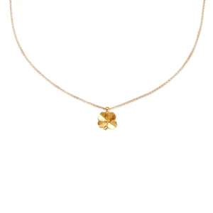 Flora Danica - Halskæde med firkløver vedhæng forgyldt FLC-Ne-G