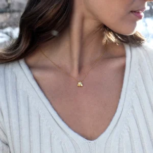 Flora Danica - Halskæde med firkløver vedhæng forgyldt FLC-Ne-G