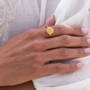 Flora Danica - Persille ring forgyldt sølv  PAR-Ri-G