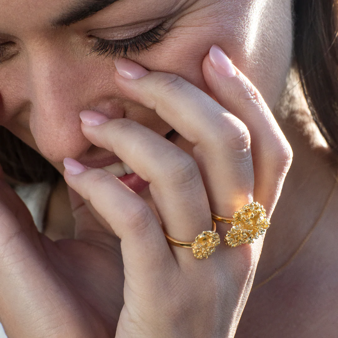 Flora Danica - Persille statement ring forgyldt sølv PAR-StRi-G - Billede 3