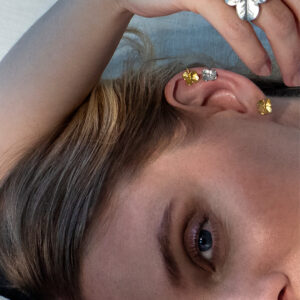 Flora Danica firkløver medium ørestikker guldbelagt sølv FLC-StPc-G