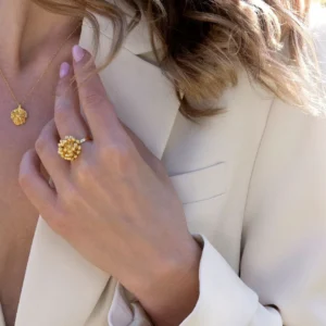 Flora Danica - Dild statement ring 22 guldbelagt sølv DF-StRi-G