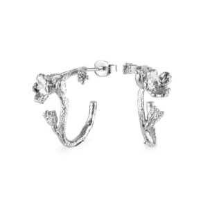 Flora Danica - Forglemmigej hoop øreringe sølv FMN-HoPc-S