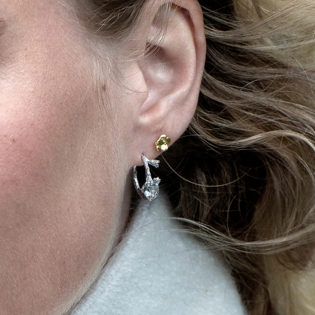 Flora Danica - Forglemmigej hoop øreringe sølv FMN-HoPc-S - Billede 2