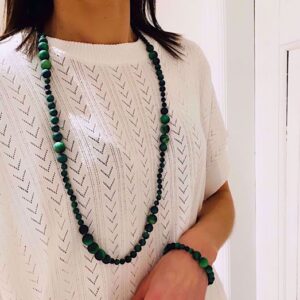 Armbånd med grønne tigerøjesten - 81022