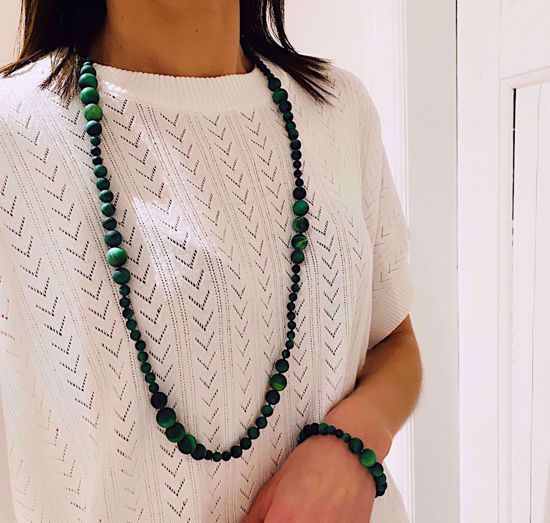 Armbånd med grønne tigerøjesten - 81022 - Billede 2