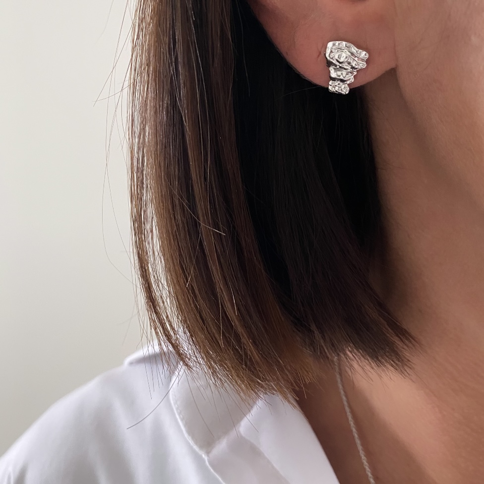 Sophia rustikke sølv øreringe - 2065/1 - Billede 2