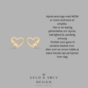 Øreringe med hjerte & MOM i forgyldt sølv - 2066/1/F