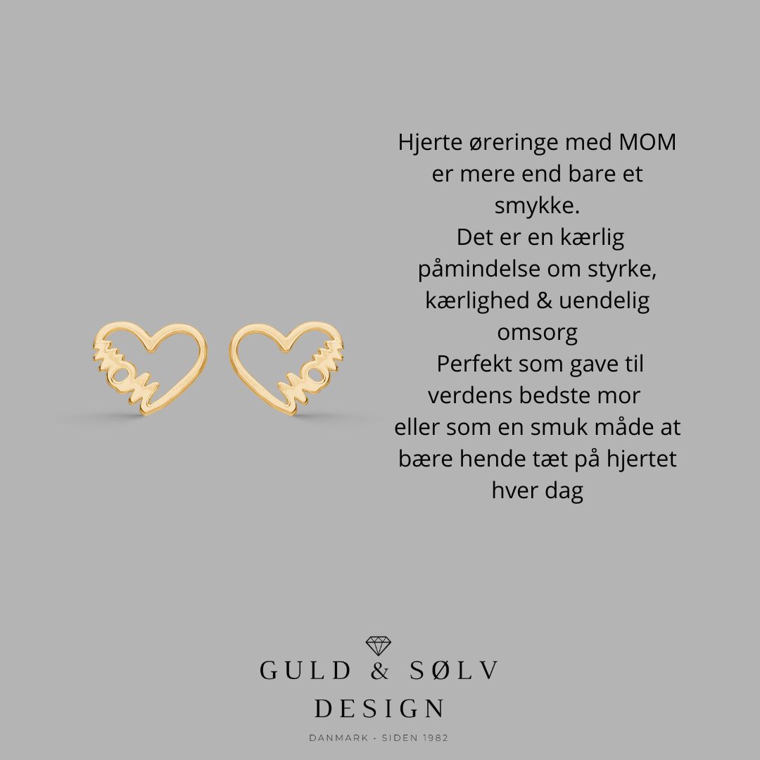 Øreringe med hjerte & MOM i forgyldt sølv - 2066/1/F - Billede 2
