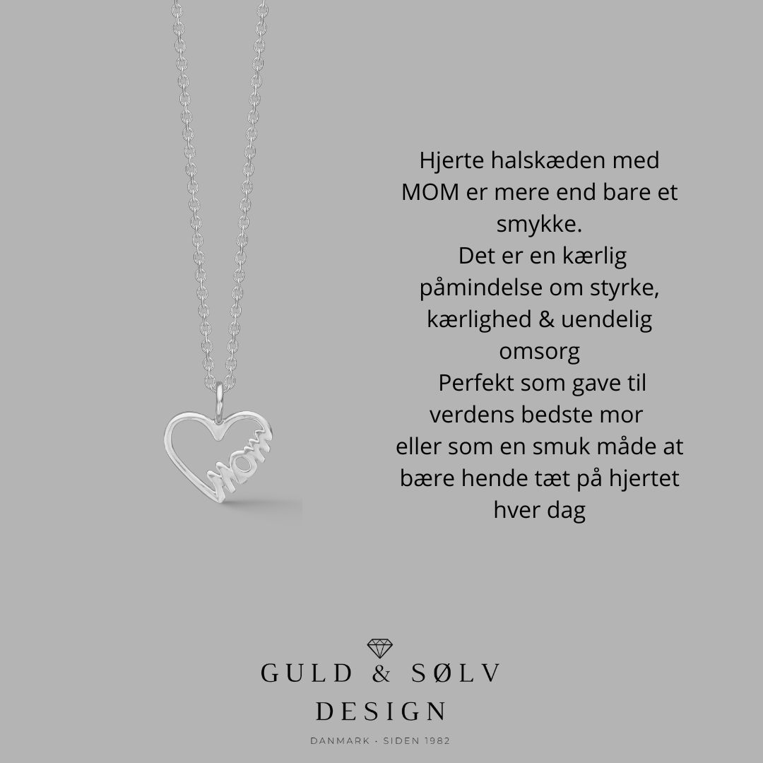 Halskæde med MOM hjerte vedhæng i sølv - 2066/3 - Billede 2