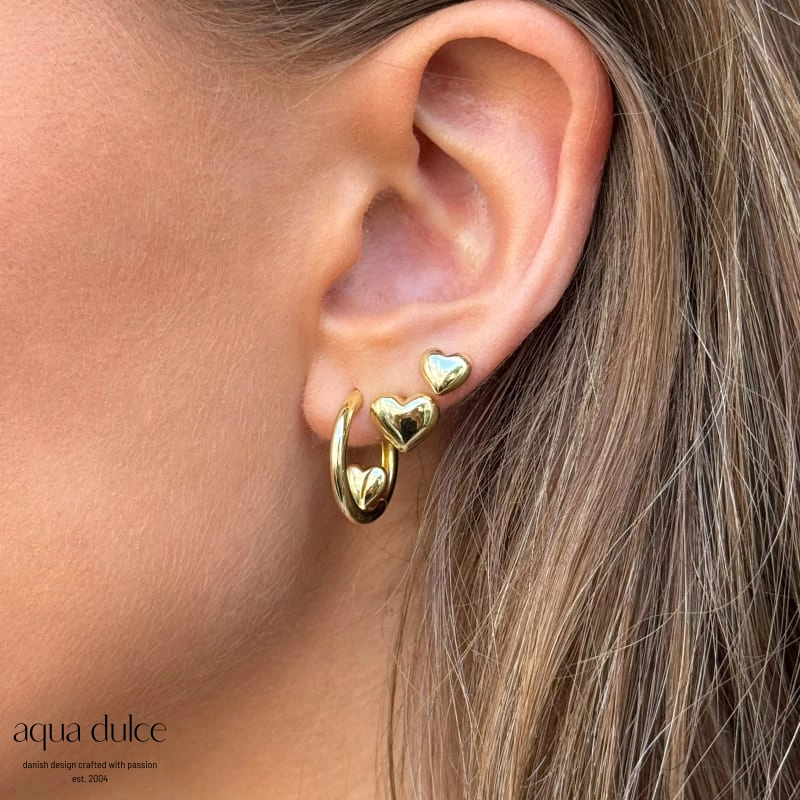 Karla hoops med hjerte i forgyldt sølv - Aqua Dulce 6426 - Billede 2