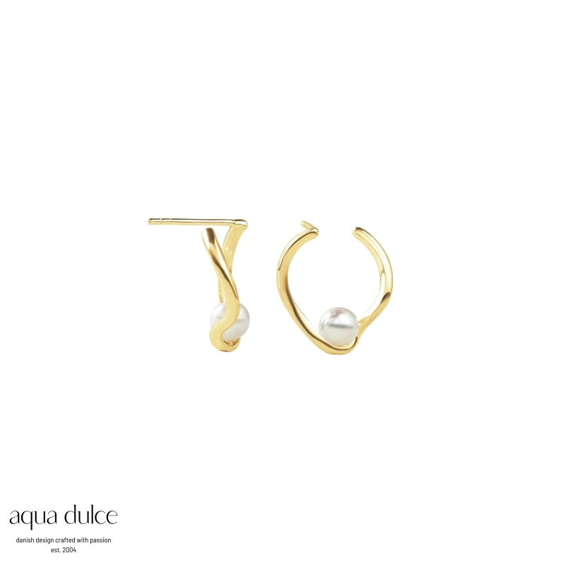 Pearl Sela ørestikker forgyldt sølv - Aqua Dulce 6632