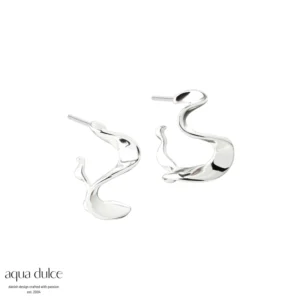 Slim Rhumba Small øreringe i sølv 18mm - Aqua Dulce 6577