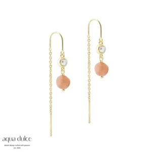 Sunella ørekæder i forgyldt sølv med sunstone - Aqua Dulce 6454