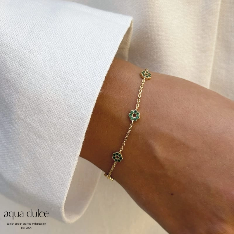 Verde blomster armbånd med grønne sten - Aqua Dulce 6552 - Billede 2