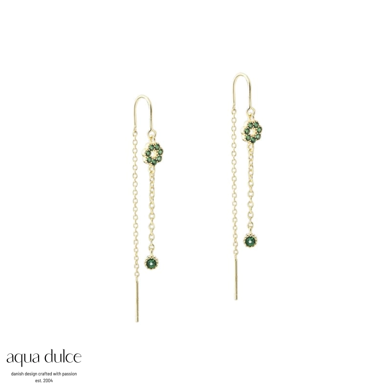 Verde ørekæder med grønne blomster - Aqua Dulce 6546