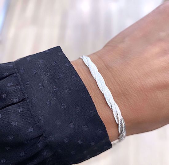 Sølv armbånd flettet flad slange - Seville Jewelry 8973