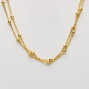 Dobbel ankelkæde i forgyldt sølv med små kugler - Guld & Sølv Design 8884/F