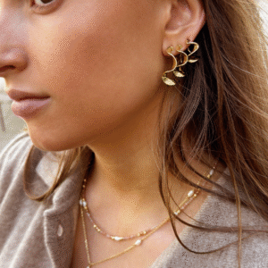 Slim Rhumba Large øreringe forgyldt 30mm - Aqua Dulce 6582