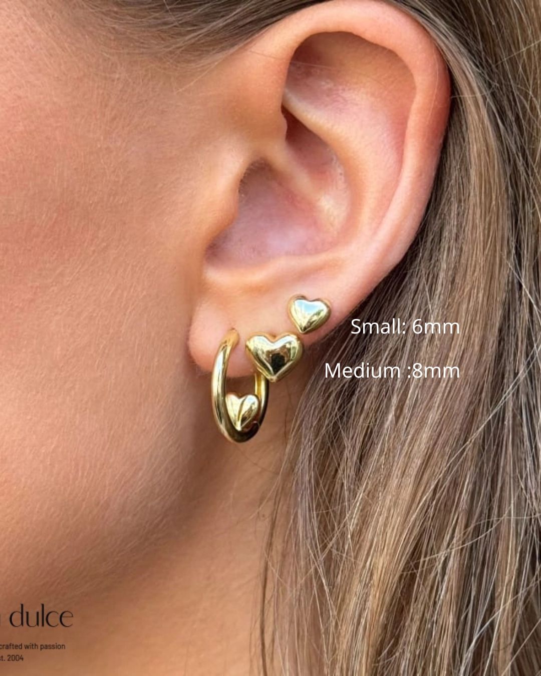 Karla Medium 8mm hjerte øreringe - Aqua Dulce 6418 - Billede 2