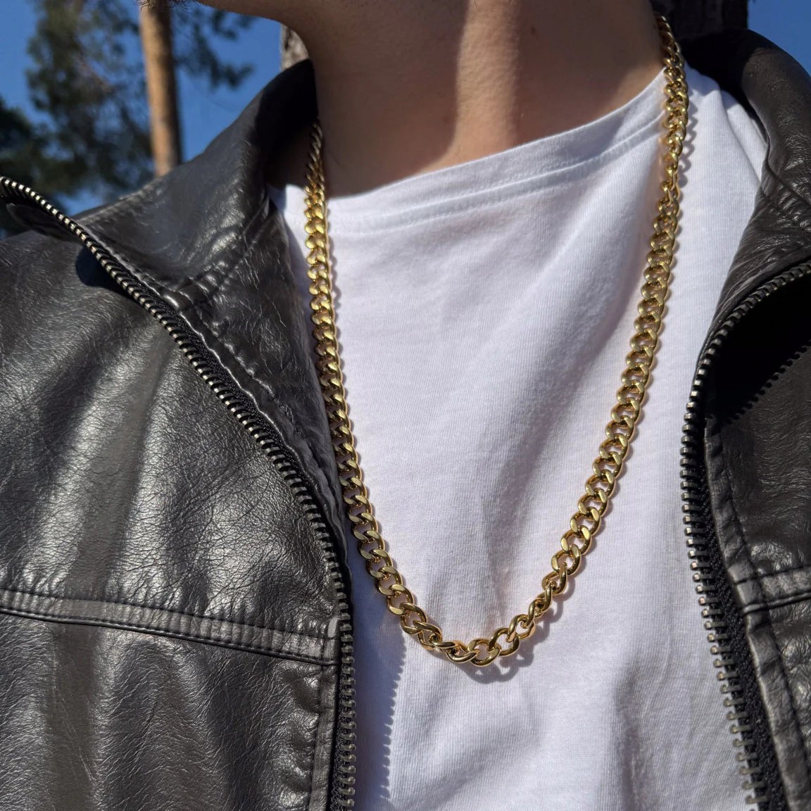 Halskæde til mænd - Panser kæde guldfarvet stål 70cm - 7FN-0033 - Billede 2