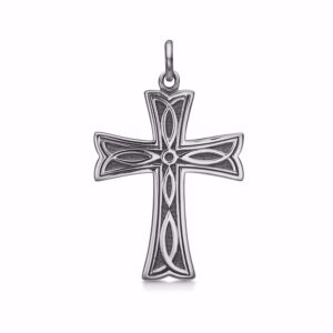 Stort sølv kors vedhæng med oxidering 36x28mm - 30091