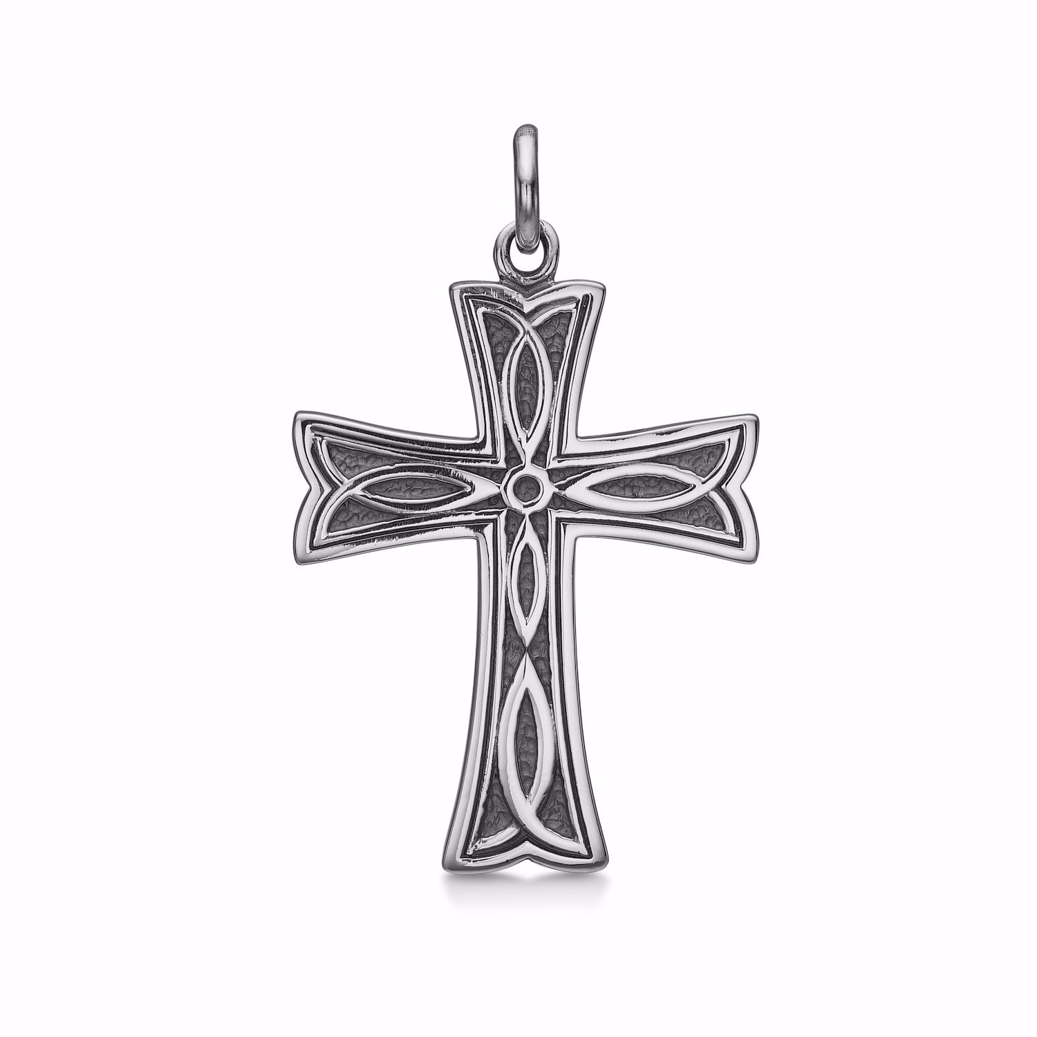 Stort sølv kors vedhæng med oxidering 36x28mm - 30091