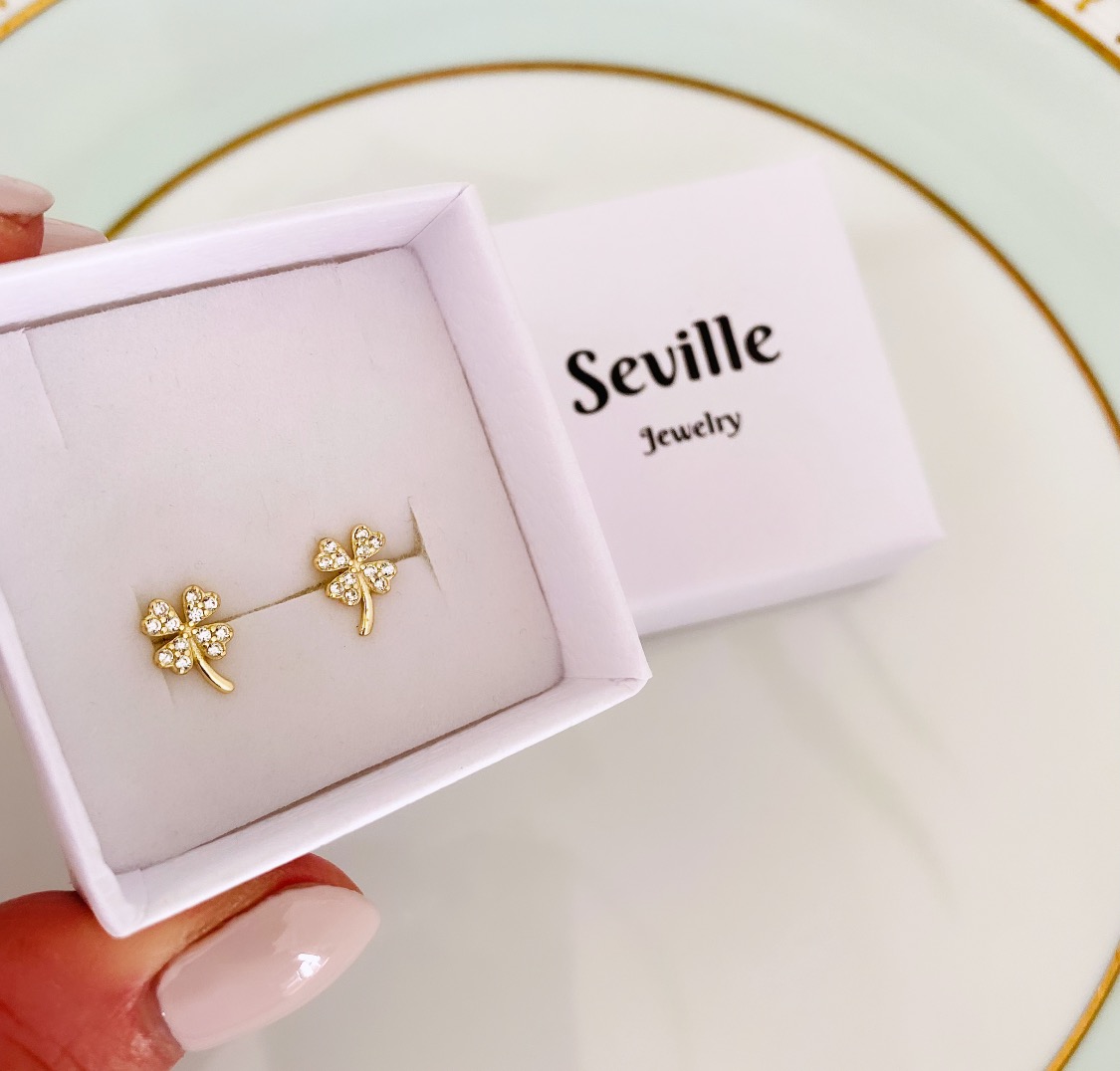 Firkløver øreringe i forgyldt sølv - Seville Jewelry - Billede 2