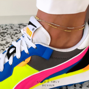 Ankelkæde med små sølv kugler - Guld & Sølv Design 81000