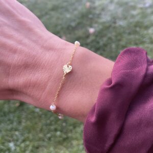Armbånd Viola plissé hjerte og ferskvandsperler - Seville Jewelry