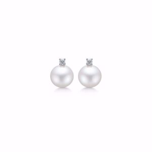 Perle øreringe med 2x0,03 Wsi diamant 14kt hvidguld 8279/5/14HV