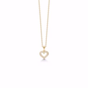 Halskæde med diamant hjerte vedhæng i 14 kt guld - Guld & Sølv Design 7418/14