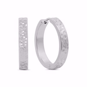 Hoops øreringe 20mm hamret rustfrit stål - CO88