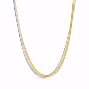 Dobbelt flad slange halskæde i tofarvet stål - CO88