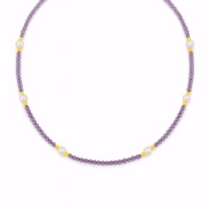 Halskæde med ametyst og perler - CO88