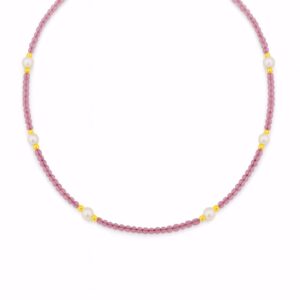 Halskæde med tourmalin & perler - CO88
