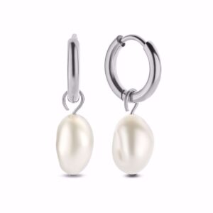 Creoler med barok perle - Rustfrit stål - CO88