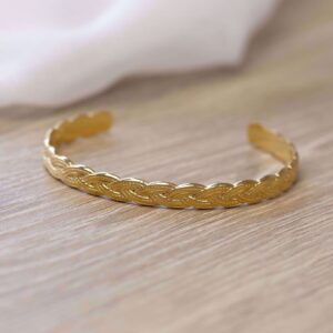 Flettet armring - Rustfrit stål PVD guldbelægning - CO88