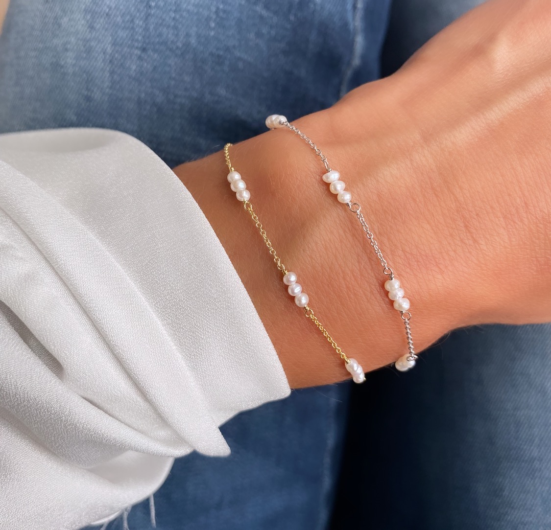 Enza armbånd i forgyldt 925 sterling sølv med ferskvandsperler – Seville Jewelry 8992/F - Billede 2
