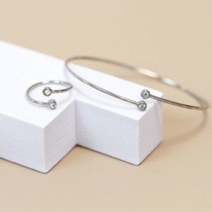 Ring i rustfrit stål med klare zirkonia – CO88