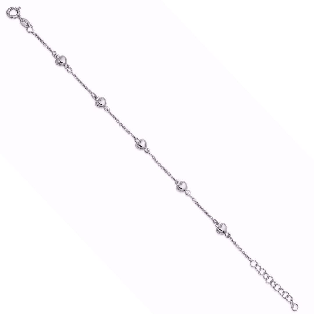 Armbånd i sølv med hjerter -Guld & Sølv Design 8905