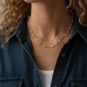 Perle halskæde forgyldt sølv - Guld & Sølv Design