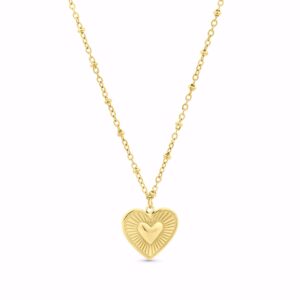 Halskæde i guldfarvet rustfrit stål med hjertevedhæng – CO88
