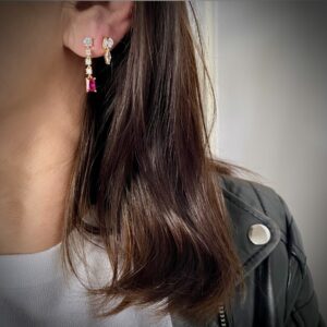 Forgyldte hængeøreringe med zirkonia – 1,2 cm – Seville Jewelry