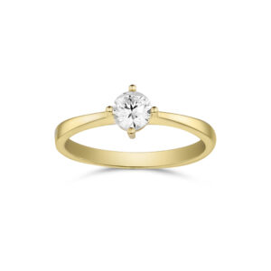 Ring i forgyldt sølv med 1 zirkonia – Guld & Sølv Design