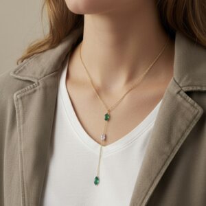 Forgyldt Y‑halskæde med zirkonia – Seville Jewelry