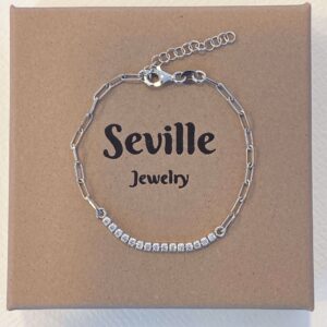 Sølv armbånd med link led og zirkonia – Seville Jewelry