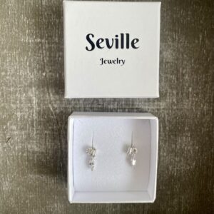 Sølv hængeøreringe med zirkonia – 1,2 cm – Seville Jewelry
