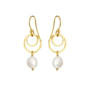 Susanne Friis Bjørner forgyldte øreringe hvid perle 4007-2-900